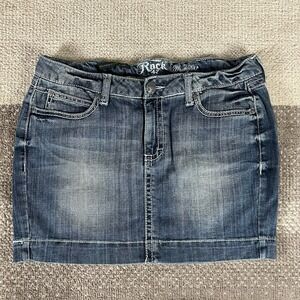 Rock 47 By Wrangler Mini Denim Skirt‎ Juniors Women Size 5 30X13 Boho Rodeo
